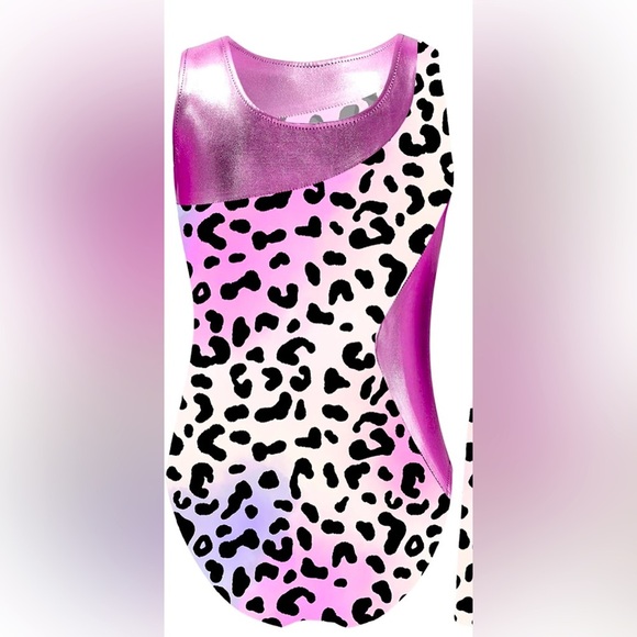 NWT- Girls 12 -2 piece leopard print swimsuit⭐️ bodysuit, or gymnastics🔥 leotard - Picture 4 of 11
